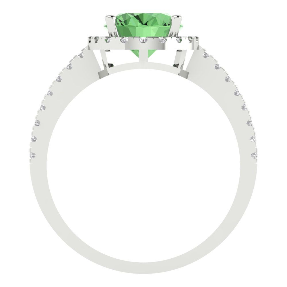 2.27 cttw Zirconia Simulated Green Diamond Hidden Halo Engagement Ring - Solid Gold (VVS1, Oval Cut,9X7mm)