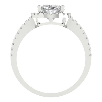 2.27 cttw Certified Moissanite Hidden Halo Engagement Ring - Solid Gold (VVS1, D-F,Oval Cut,9X7mm)
