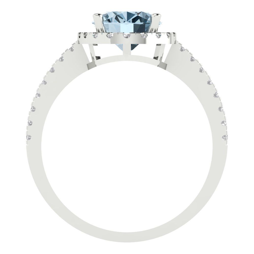 2.27 cttw Zirconia Simulated Blue Diamond Hidden Halo Engagement Ring - Solid Gold (VVS1, Oval Cut,9X7mm)