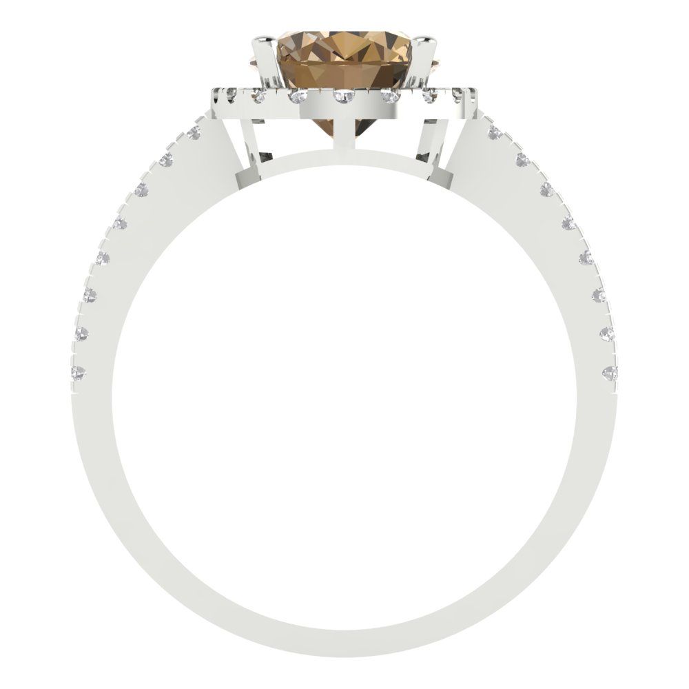 2.27 cttw Zirconia Simulated Champagne Diamond Hidden Halo Engagement Ring - Solid Gold (VVS1, Oval Cut,9X7mm)
