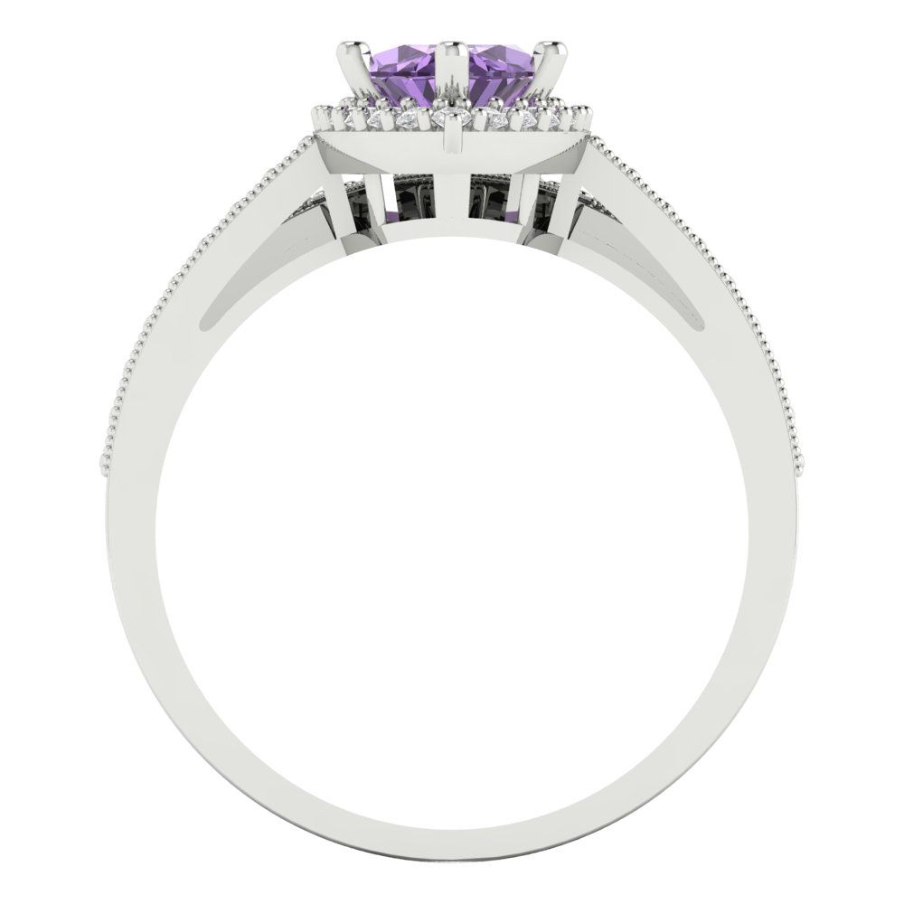 2.4875 cttw Marquise Cut Simulated Alexandrite Bridal Set - Solid White Gold Engagement Ring & Wedding Band