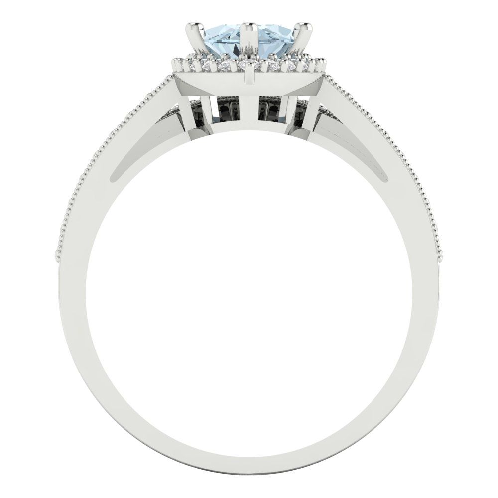 2.4875 cttw Marquise Cut Natural Aquamarine Bridal Set - Solid White Gold Engagement Ring & Wedding Band