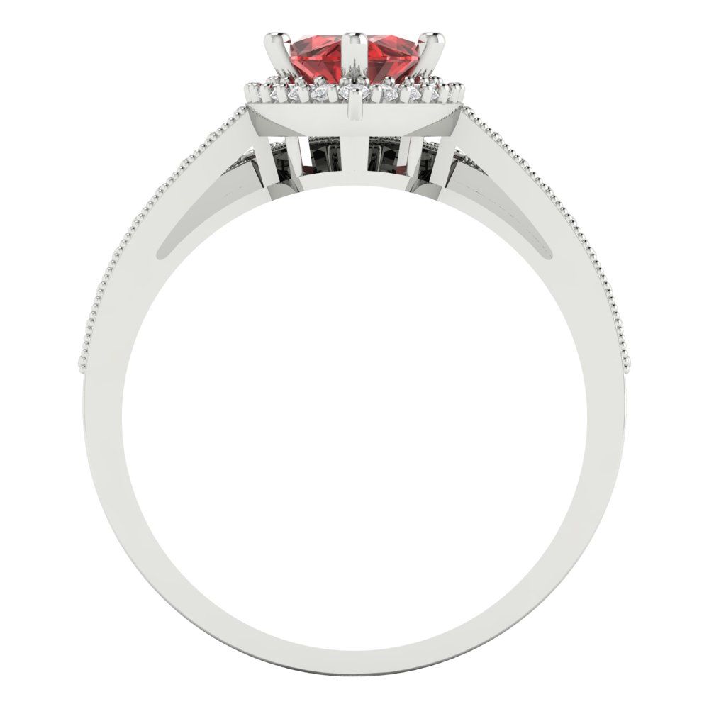 2.4875 cttw Marquise Cut Natural Garnet Bridal Set - Solid White Gold Engagement Ring & Wedding Band