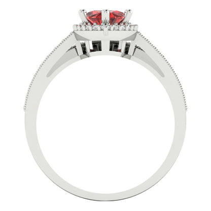 2.4875 cttw Marquise Cut Natural Garnet Bridal Set - Solid White Gold Engagement Ring & Wedding Band