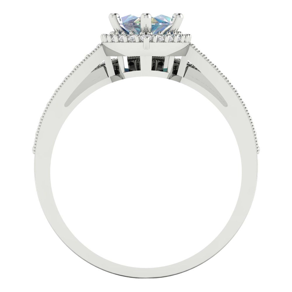 2.4875 cttw Marquise Cut Blue Moissanite Bridal Set - Solid White Gold Engagement Ring & Wedding Band