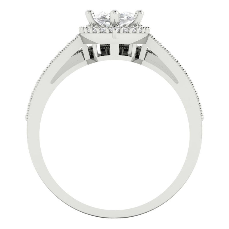 2.16 ct Brilliant Marquise Cut Natural Diamond Stone Clarity SI1-2 Color G-H White Gold Halo Solitaire with Accents Bridal Set
