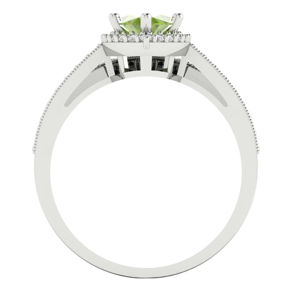 2.4875 cttw Marquise Cut Natural Peridot Bridal Set - Solid White Gold Engagement Ring & Wedding Band