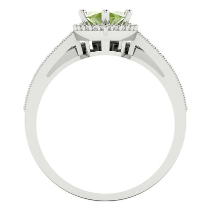 2.4875 cttw Marquise Cut Natural Peridot Bridal Set - Solid White Gold Engagement Ring & Wedding Band