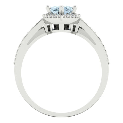 2.4875 cttw Marquise Cut Simulated Blue Diamond Bridal Set - Solid White Gold Engagement Ring & Wedding Band