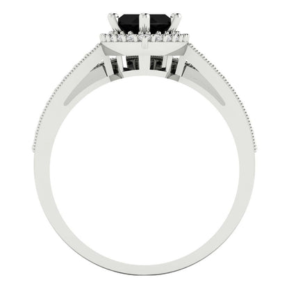 2.4875 cttw Marquise Cut Natural Onyx Bridal Set - Solid White Gold Engagement Ring & Wedding Band