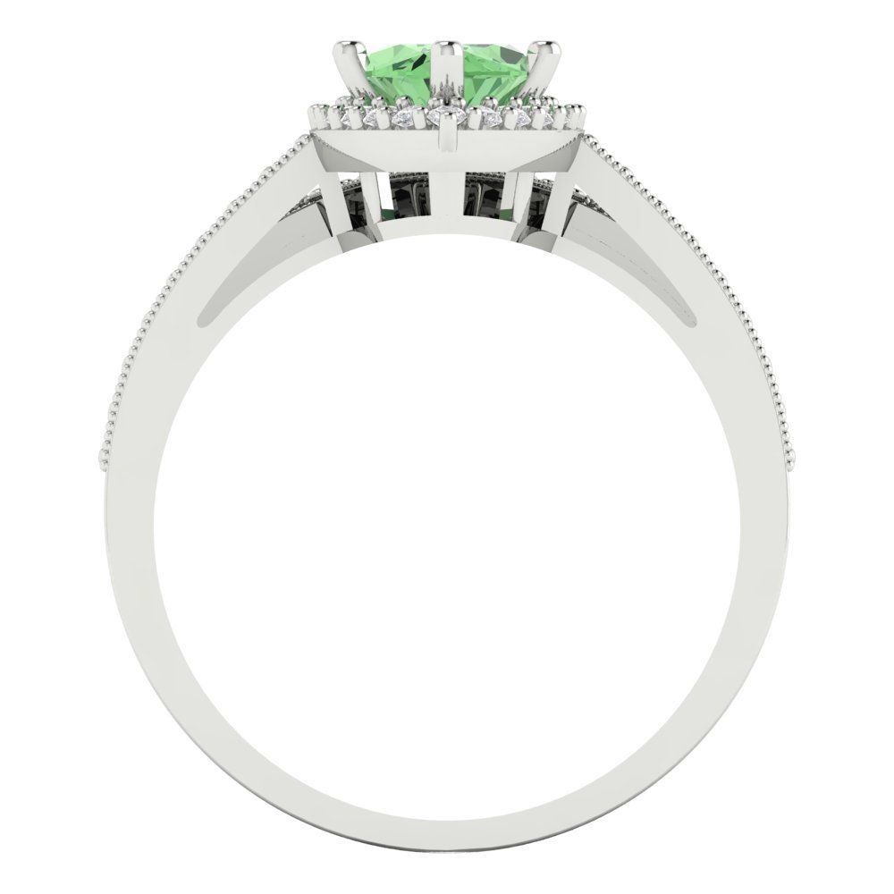 2.4875 cttw Marquise Cut Simulated Green Diamond Bridal Set - Solid White Gold Engagement Ring & Wedding Band