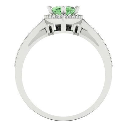2.4875 cttw Marquise Cut Simulated Green Diamond Bridal Set - Solid White Gold Engagement Ring & Wedding Band