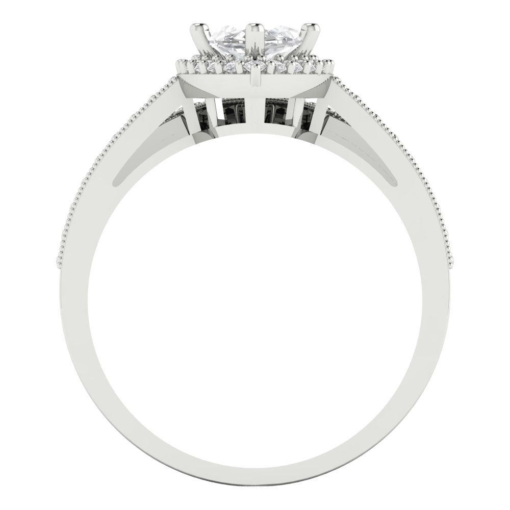 2.4875 cttw Marquise Cut White Sapphire Bridal Set - Solid White Gold Engagement Ring & Wedding Band