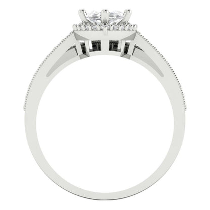 2.4875 cttw Marquise Cut White Sapphire Bridal Set - Solid White Gold Engagement Ring & Wedding Band