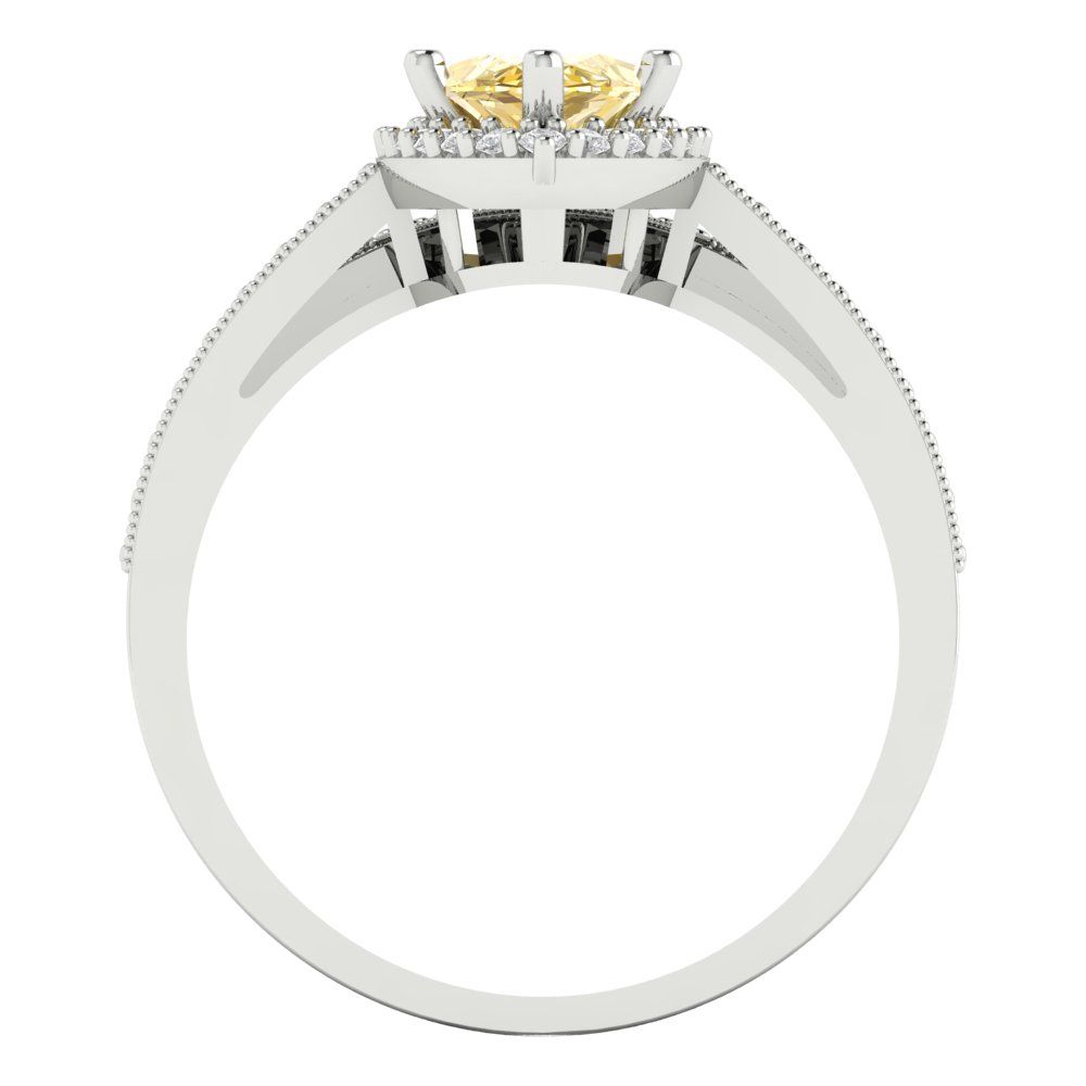 2.4875 cttw Marquise Cut Simulated Yellow Diamond Bridal Set - Solid White Gold Engagement Ring & Wedding Band