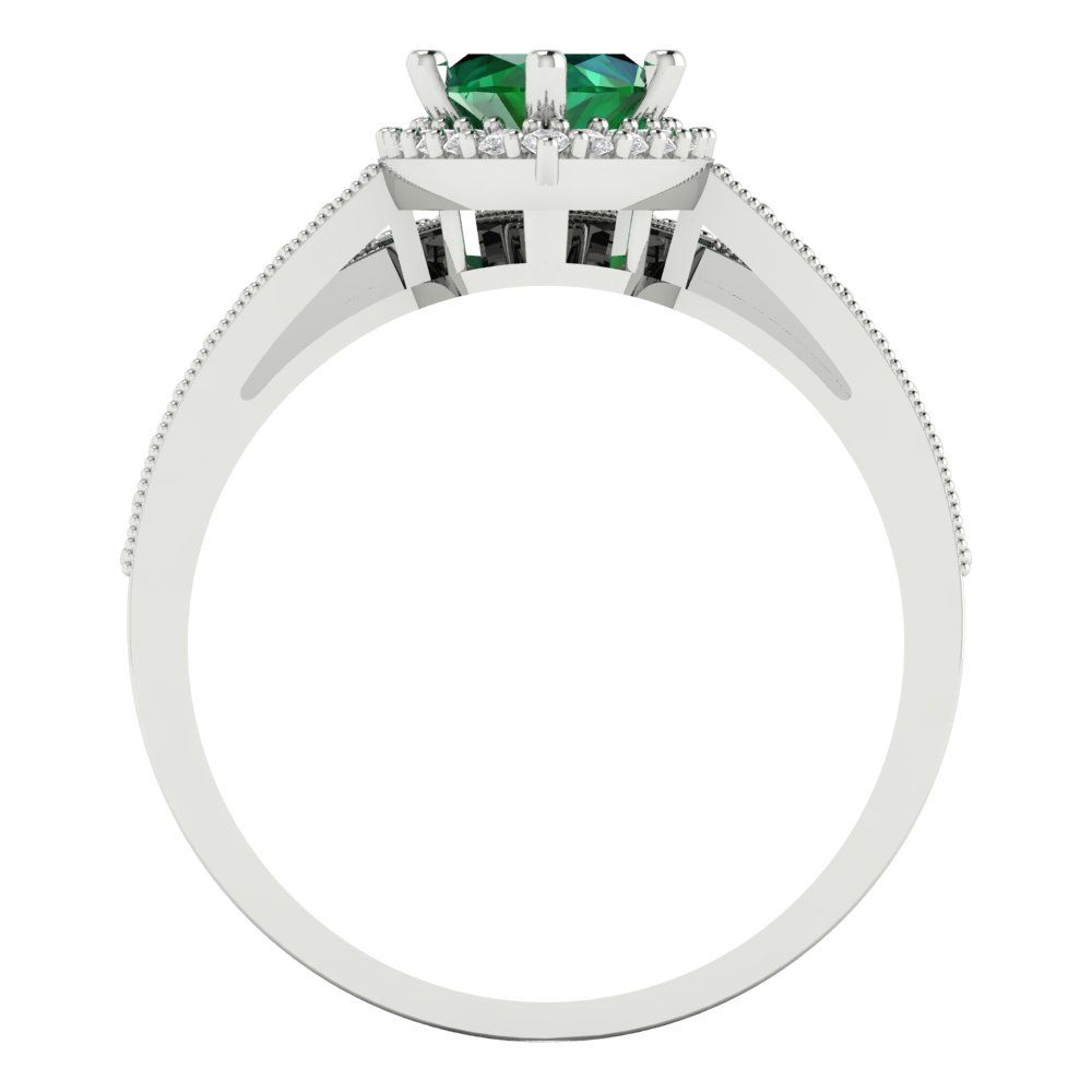 2.4875 cttw Marquise Cut Simulated Emerald Bridal Set - Solid White Gold Engagement Ring & Wedding Band