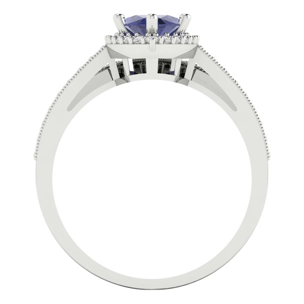 2.4875 cttw Marquise Cut Simulated Tanzanite Bridal Set - Solid White Gold Engagement Ring & Wedding Band