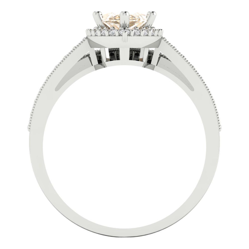 2.4875 cttw Marquise Cut Natural Morganite Bridal Set - Solid White Gold Engagement Ring & Wedding Band