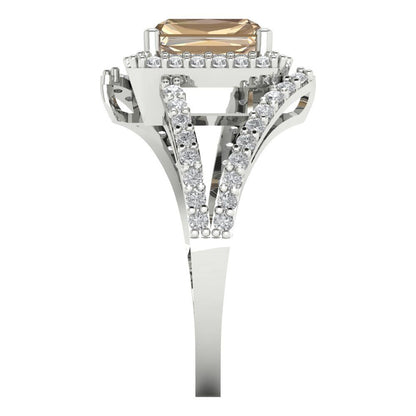 1.935 cttw Yellow Moissanite Hidden Halo Engagement Ring - Solid Gold (Emerald Cut,7.5x5.5mm)