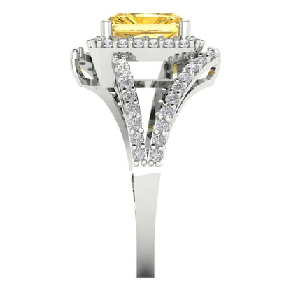 1.935 cttw Natural Citrine Hidden Halo Engagement Ring - Solid Gold (Emerald Cut,7.5x5.5mm)
