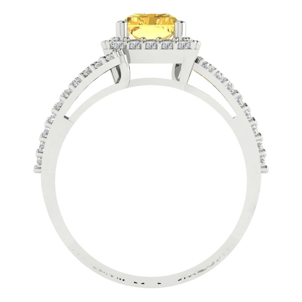 1.935 cttw Natural Citrine Hidden Halo Engagement Ring - Solid Gold (Emerald Cut,7.5x5.5mm)