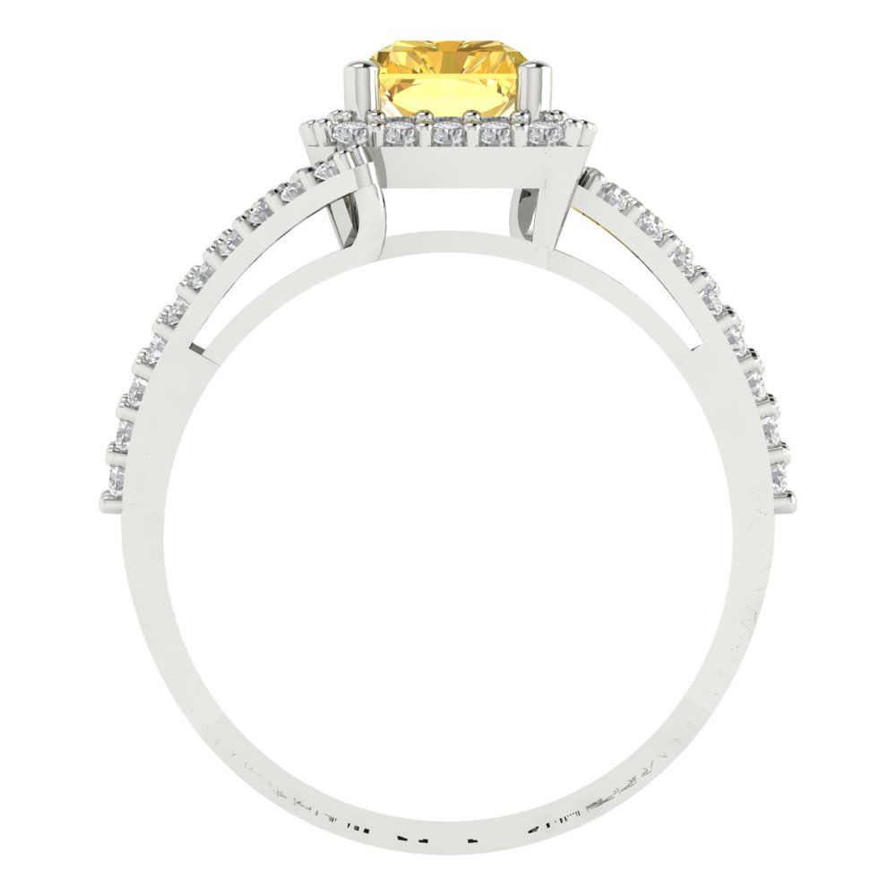 1.935 cttw Zirconia Simulated Yellow Diamond Hidden Halo Engagement Ring - Solid Gold (VVS1, Emerald Cut,7.5x5.5mm)
