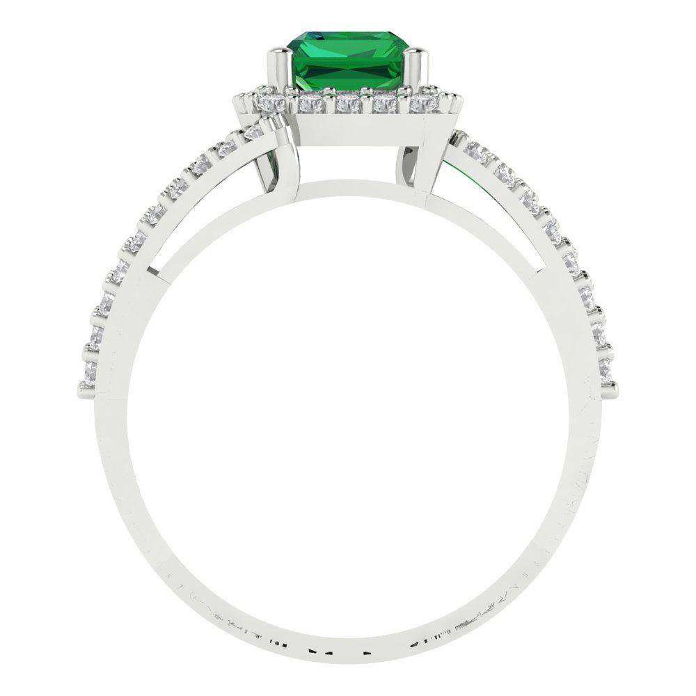 1.935 cttw Simulated Emerald Hidden Halo Engagement Ring - Solid Gold (Emerald Cut,7.5x5.5mm)