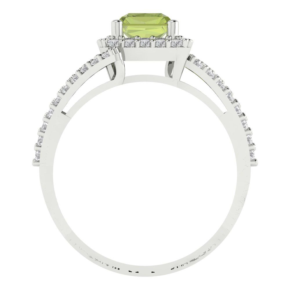 1.935 cttw Natural Peridot Hidden Halo Engagement Ring - Solid Gold (Emerald Cut,7.5x5.5mm)