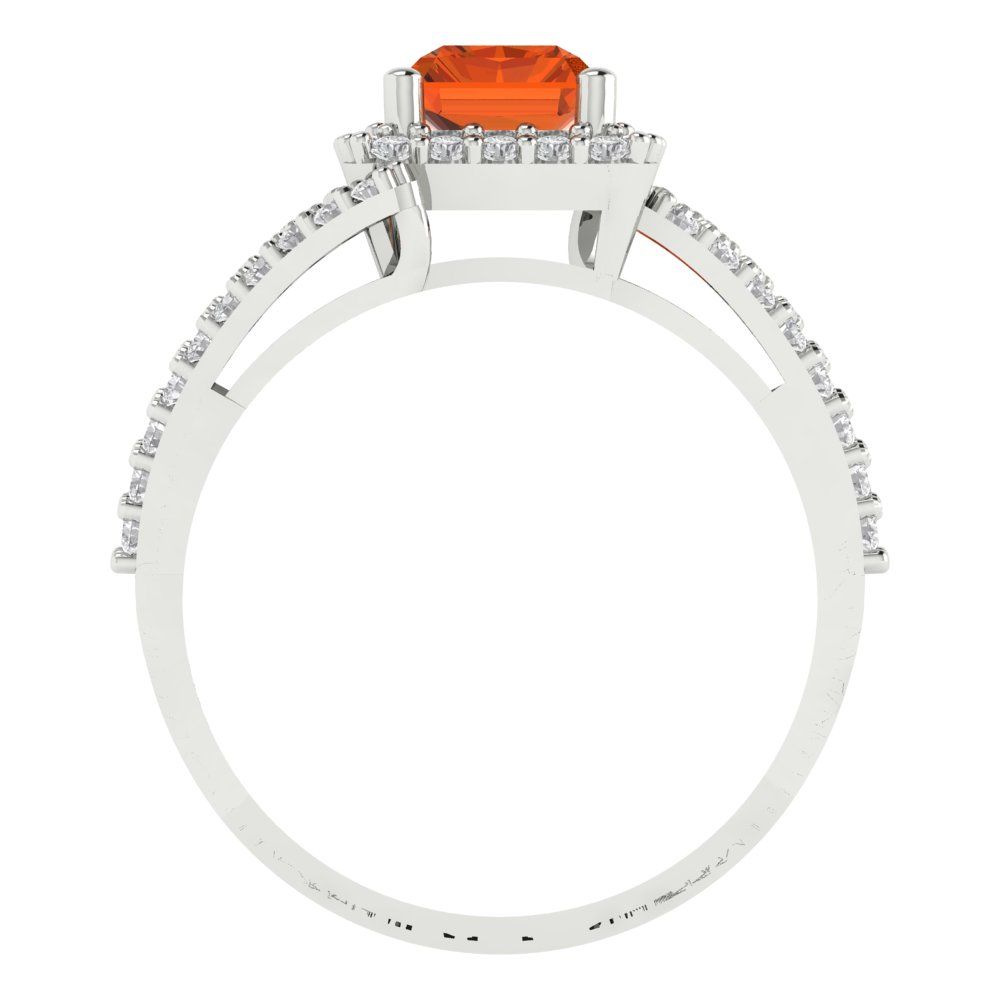 1.935 cttw Zirconia Simulated Red Diamond Hidden Halo Engagement Ring - Solid Gold (VVS1, Emerald Cut,7.5x5.5mm)