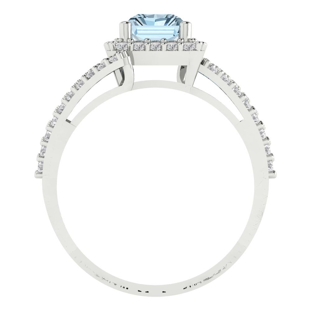 1.935 cttw Natural Swiss Blue Topaz Hidden Halo Engagement Ring - Solid Gold (Emerald Cut,7.5x5.5mm)