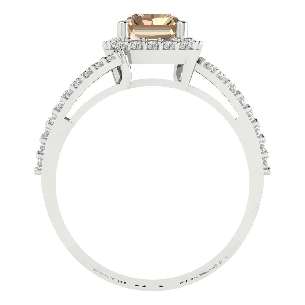 1.935 cttw Yellow Moissanite Hidden Halo Engagement Ring - Solid Gold (Emerald Cut,7.5x5.5mm)