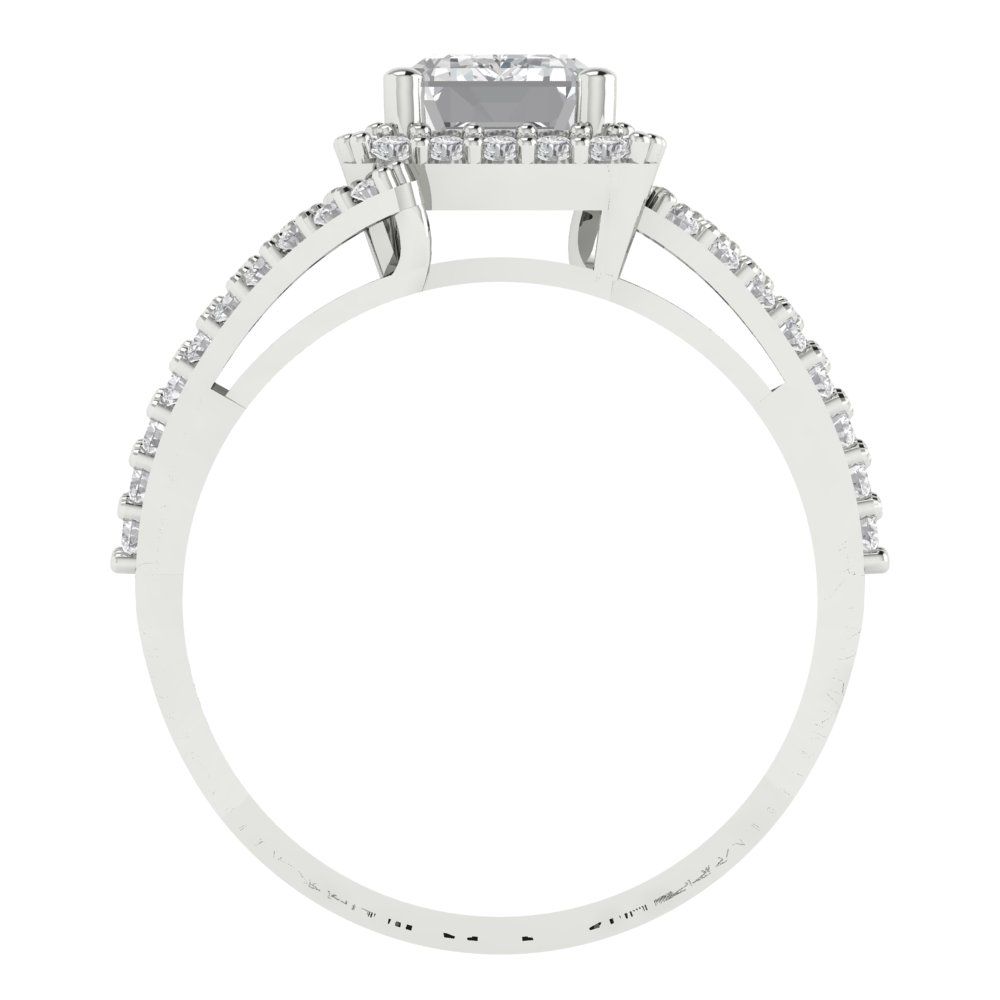 1.935 cttw Certified Moissanite Hidden Halo Engagement Ring - Solid Gold (VVS1, D-F,Emerald Cut,7.5x5.5mm)
