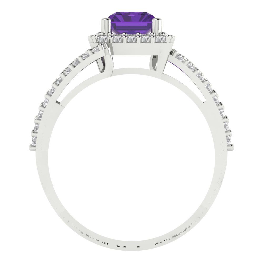 1.935 cttw Natural Amethyst Hidden Halo Engagement Ring - Solid Gold (Emerald Cut,7.5x5.5mm)