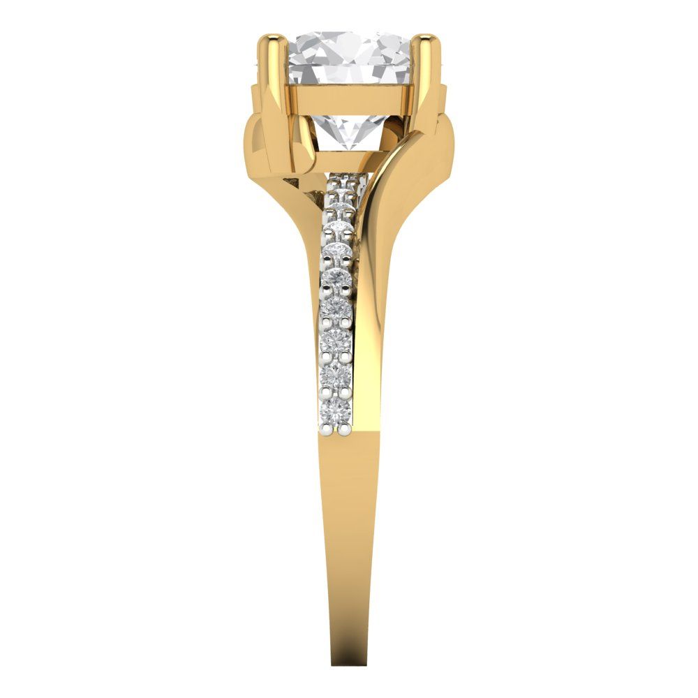 1.71 cttw White Sapphire Solitaire with Zirconia Simulated Diamond Accents Engagement Ring - Solid White/Yellow Gold (VVS1, Round Cut,7.5mm)