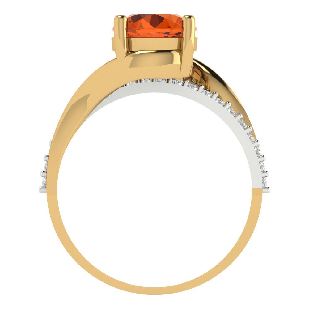 1.71 cttw Simulated Pink Tourmaline Solitaire with Zirconia Simulated Diamond Accents Engagement Ring - Solid White/Yellow Gold (VVS1, Round Cut,7.5mm)