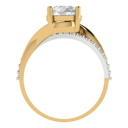 1.71 cttw White Sapphire Solitaire with Zirconia Simulated Diamond Accents Engagement Ring - Solid White/Yellow Gold (VVS1, Round Cut,7.5mm)