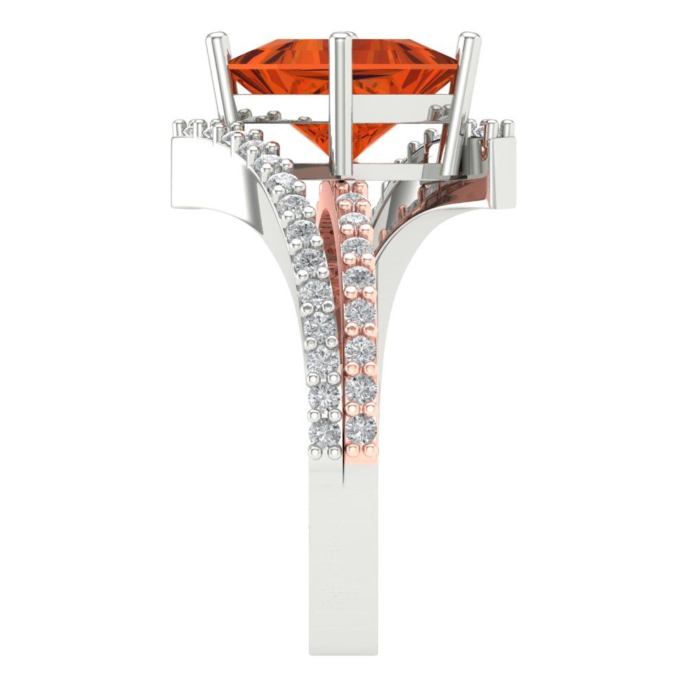 2.3075 cttw Zirconia Simulated Red Diamond Solitaire with Zirconia Simulated Diamond Accents Engagement Ring - Solid White/Rose Gold (VVS1, Princess Cut,7.0mm)