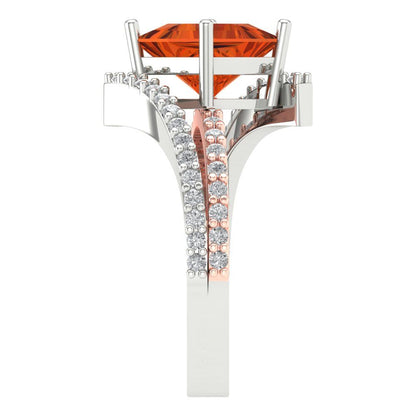 2.3075 cttw Zirconia Simulated Red Diamond Solitaire with Zirconia Simulated Diamond Accents Engagement Ring - Solid White/Rose Gold (VVS1, Princess Cut,7.0mm)