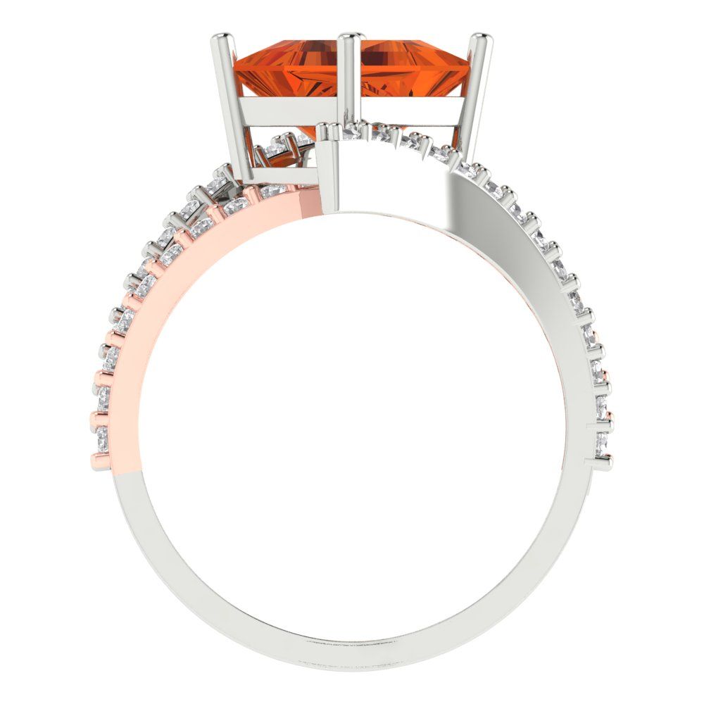 2.3075 cttw Simulated Ruby Solitaire with Zirconia Simulated Diamond Accents Engagement Ring - Solid White/Rose Gold (VVS1, Princess Cut,7.0mm)