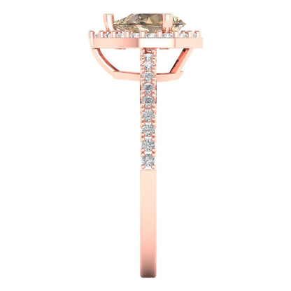 0.755 cttw Yellow Moissanite Hidden Halo Engagement Ring - Solid Gold (Pear Cut,7x5mm )