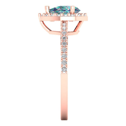 0.755 cttw Blue Moissanite Hidden Halo Engagement Ring - Solid Gold (Pear Cut,7x5mm )