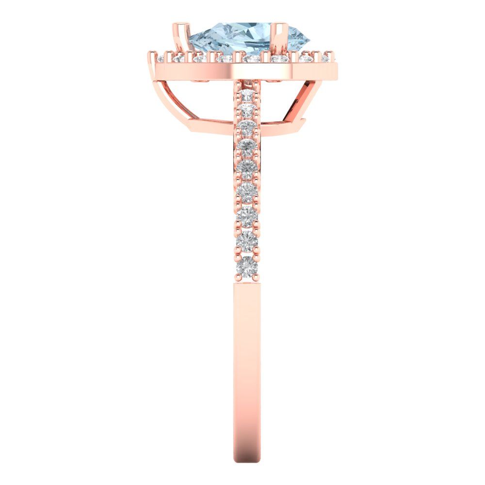 0.755 cttw Natural Sky Blue Topaz Hidden Halo Engagement Ring - Solid Gold (Pear Cut,7x5mm )