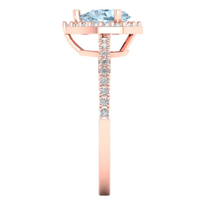 0.755 cttw Natural Sky Blue Topaz Hidden Halo Engagement Ring - Solid Gold (Pear Cut,7x5mm )