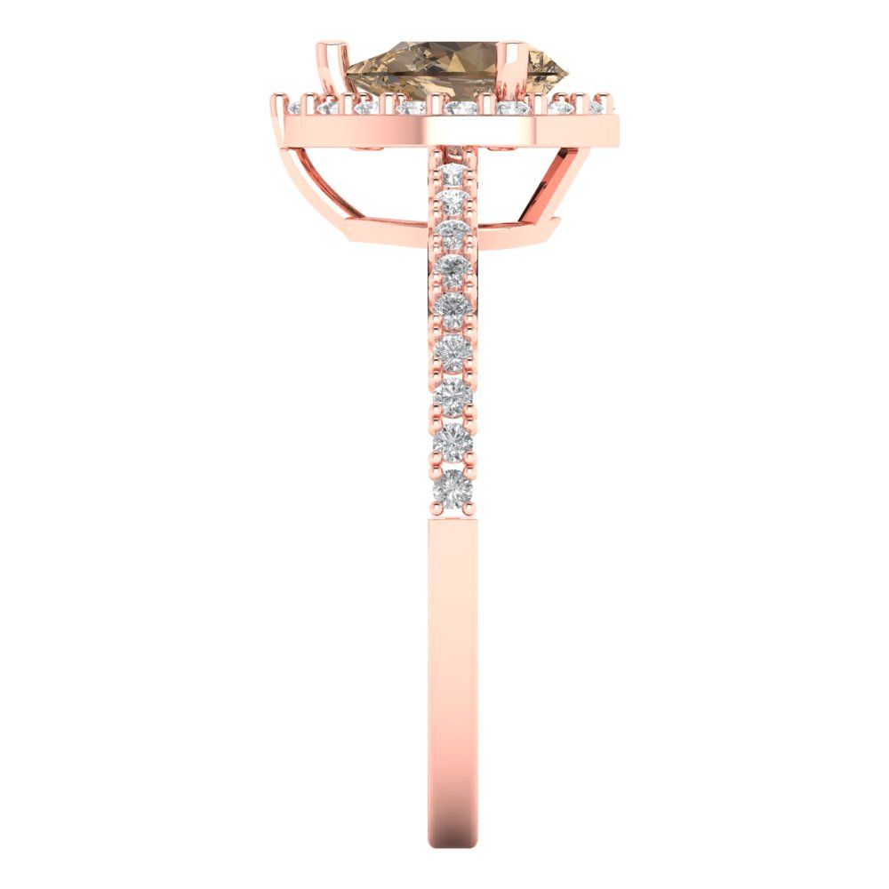 0.755 cttw Zirconia Simulated Champagne Diamond Hidden Halo Engagement Ring - Solid Gold (VVS1, Pear Cut,7x5mm )