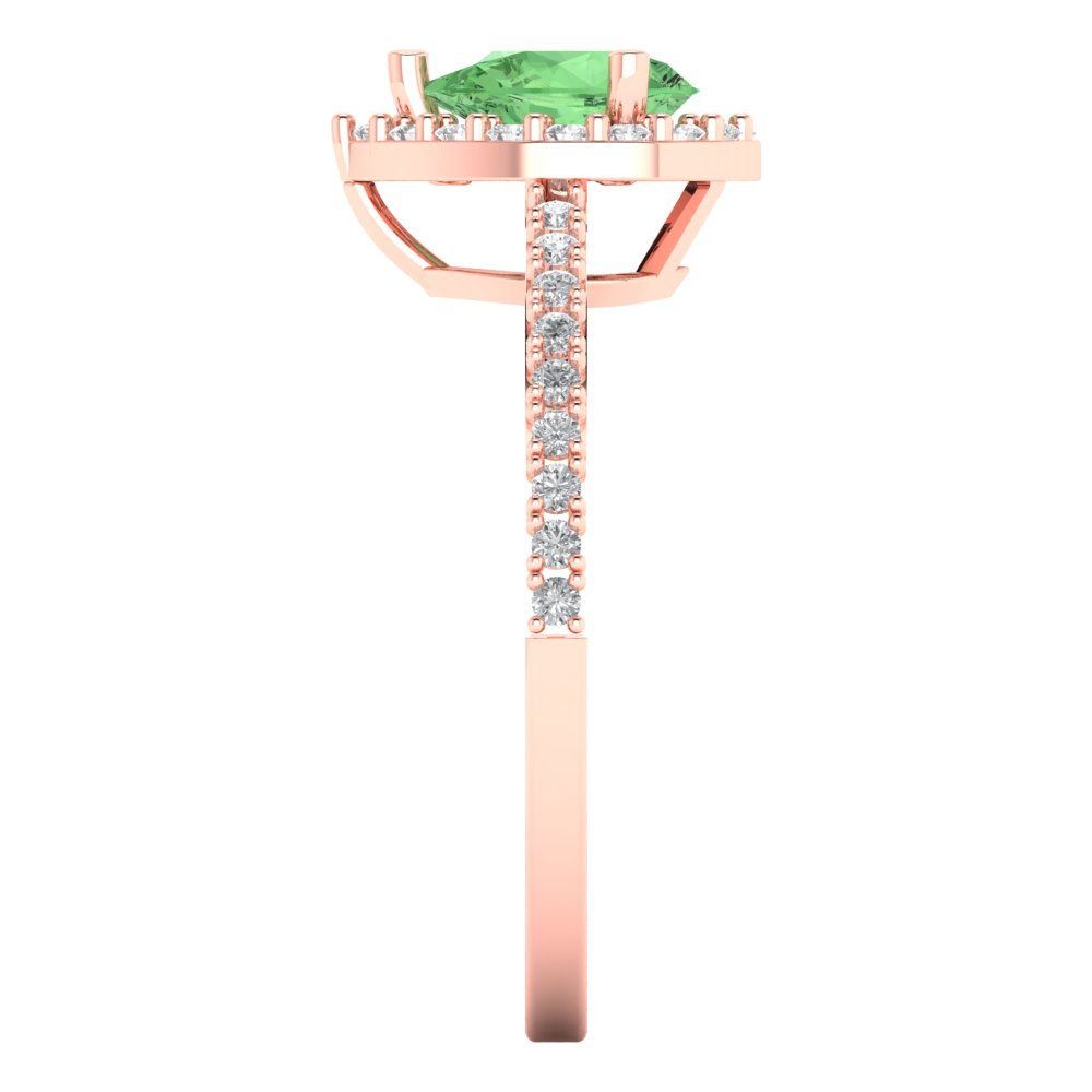 0.755 cttw Zirconia Simulated Green Diamond Hidden Halo Engagement Ring - Solid Gold (VVS1, Pear Cut,7x5mm )