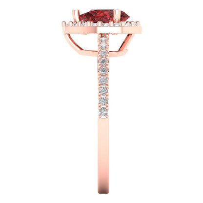 0.755 cttw Natural Garnet Hidden Halo Engagement Ring - Solid Gold (Pear Cut,7x5mm )