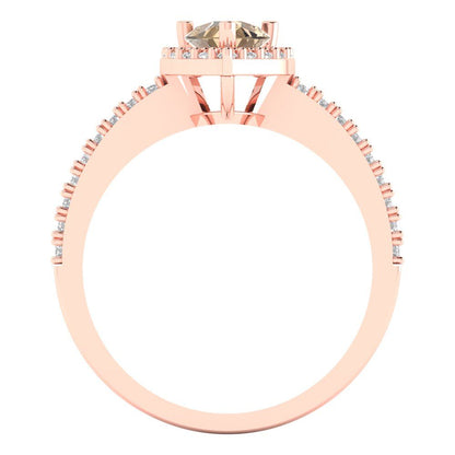 0.755 cttw Yellow Moissanite Hidden Halo Engagement Ring - Solid Gold (Pear Cut,7x5mm )