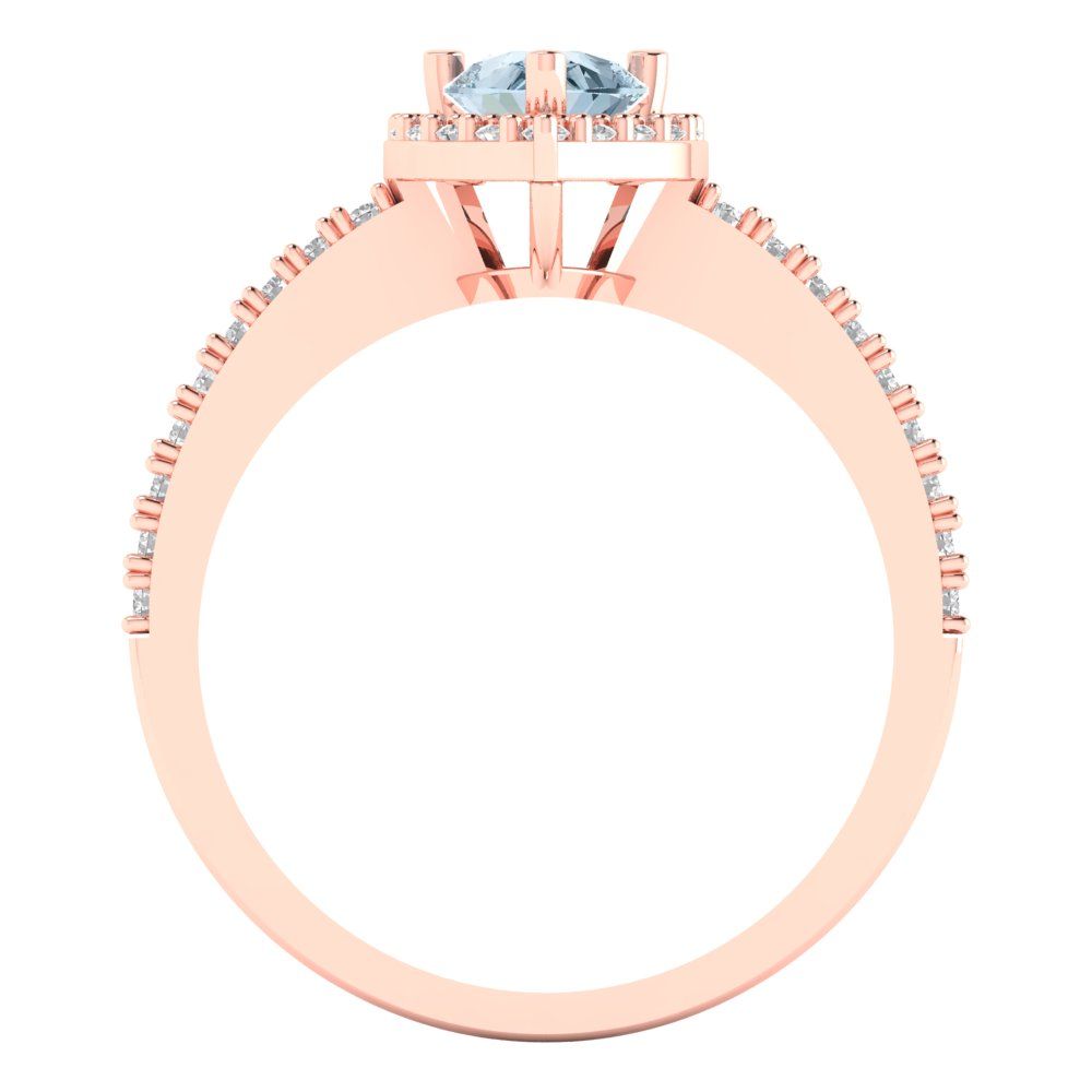 0.755 cttw Natural Swiss Blue Topaz Hidden Halo Engagement Ring - Solid Gold (Pear Cut,7x5mm )