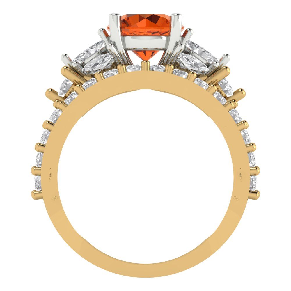 2.94 cttw Round Cut Simulated Red Diamond Bridal Set - Solid Yellow/White Gold Engagement Ring & Wedding Band