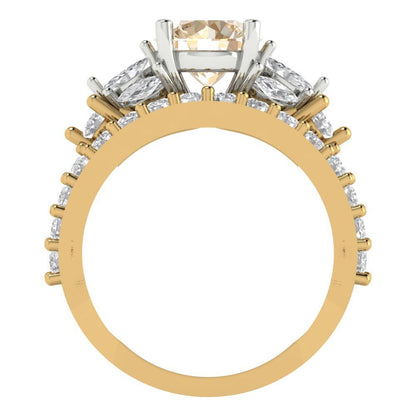 2.94 cttw Round Cut Natural Morganite Bridal Set - Solid Yellow/White Gold Engagement Ring & Wedding Band